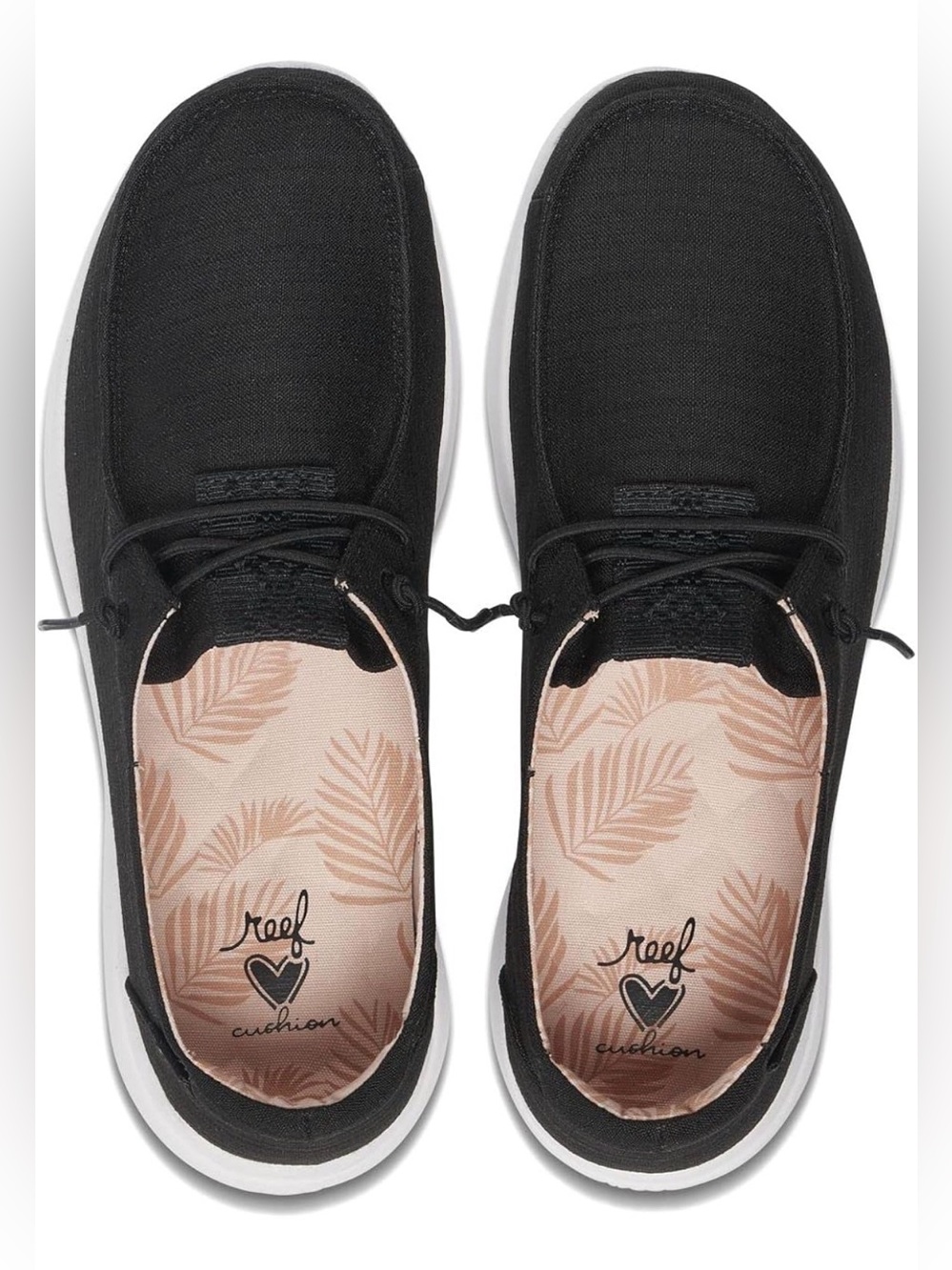 Reef Cushion Coast Black Slip On Comfort Shoes Stretch Lace Lightweight
